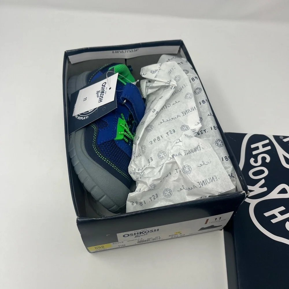 OshKosh B'gosh Sneakers Shoes Grapple Toddler Size 11 Blue/Green NEW